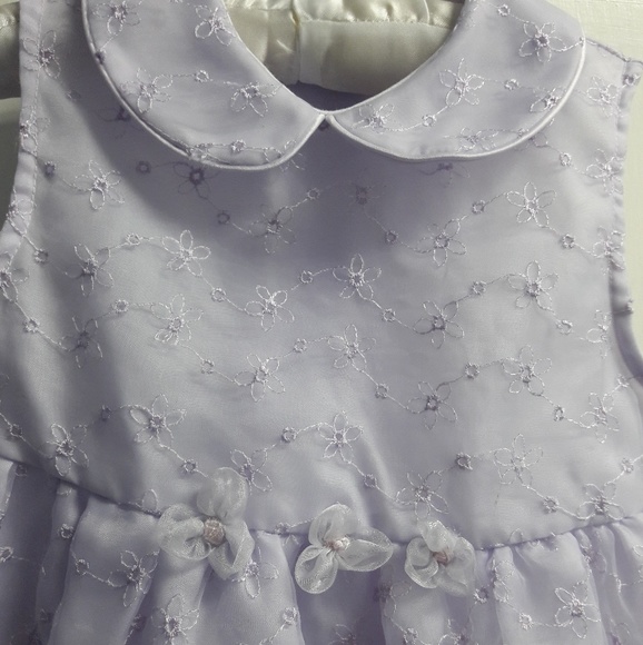 Lavender satin feel eyelet dress - Picture 2 of 4